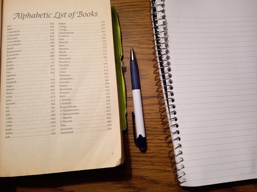 Notebook for studying themes of the Books of the Bible