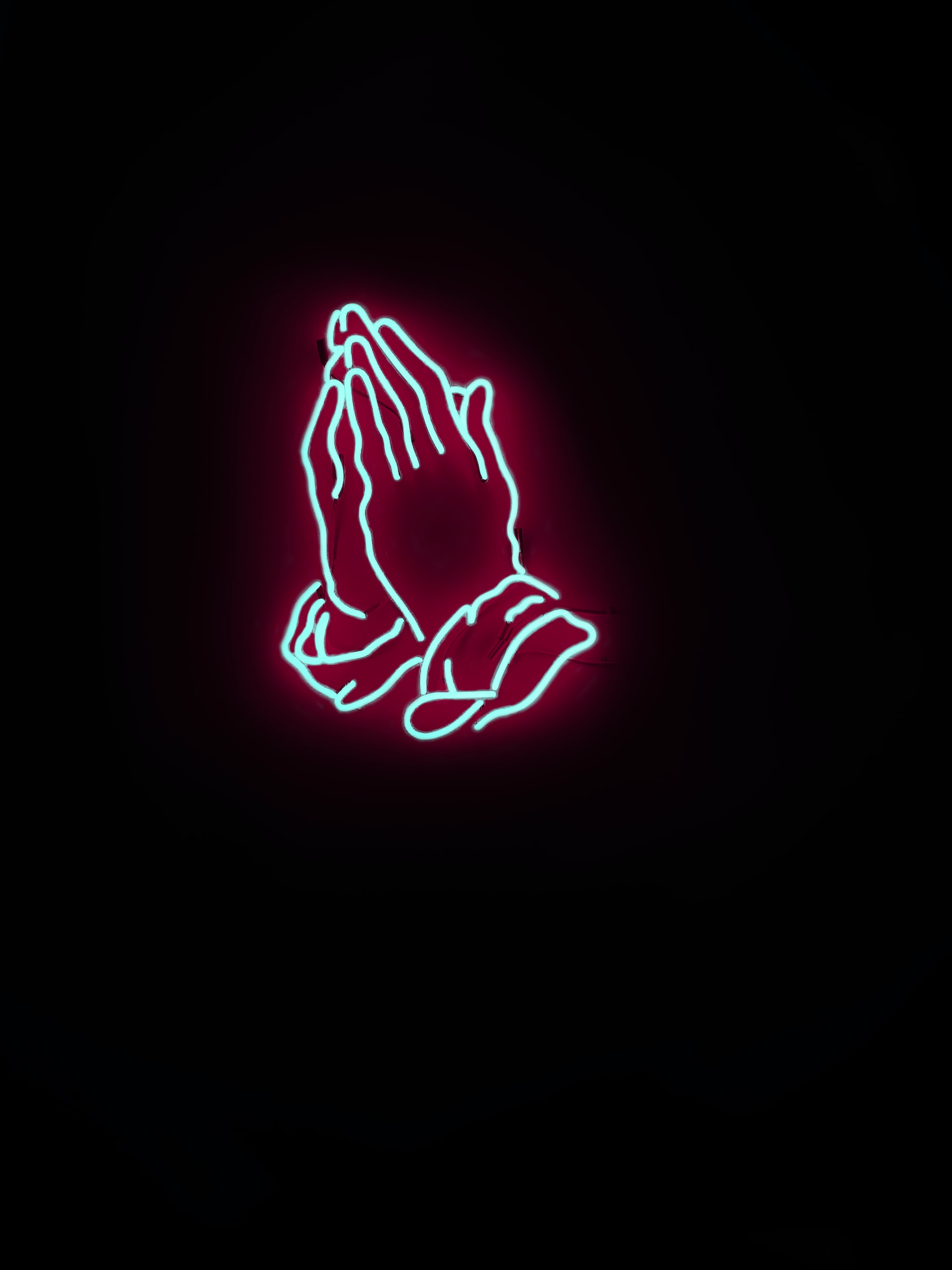 neon praying hands